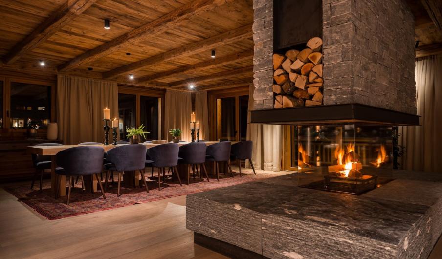 Luxury ski chalet fireplace. Arula Chalet 2 Lech Austria