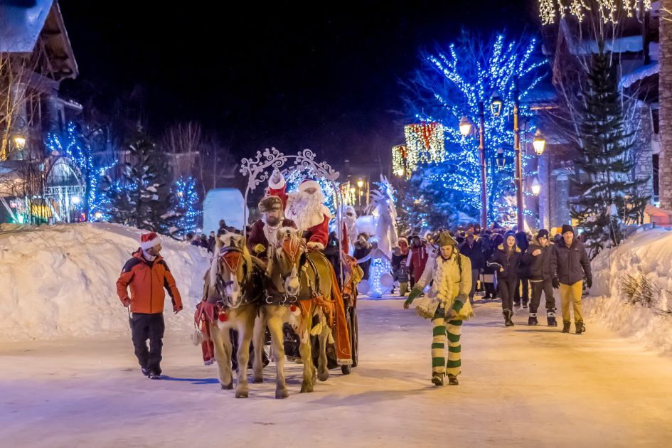 Val d'Isere at Christmas with Santa and his sleigh