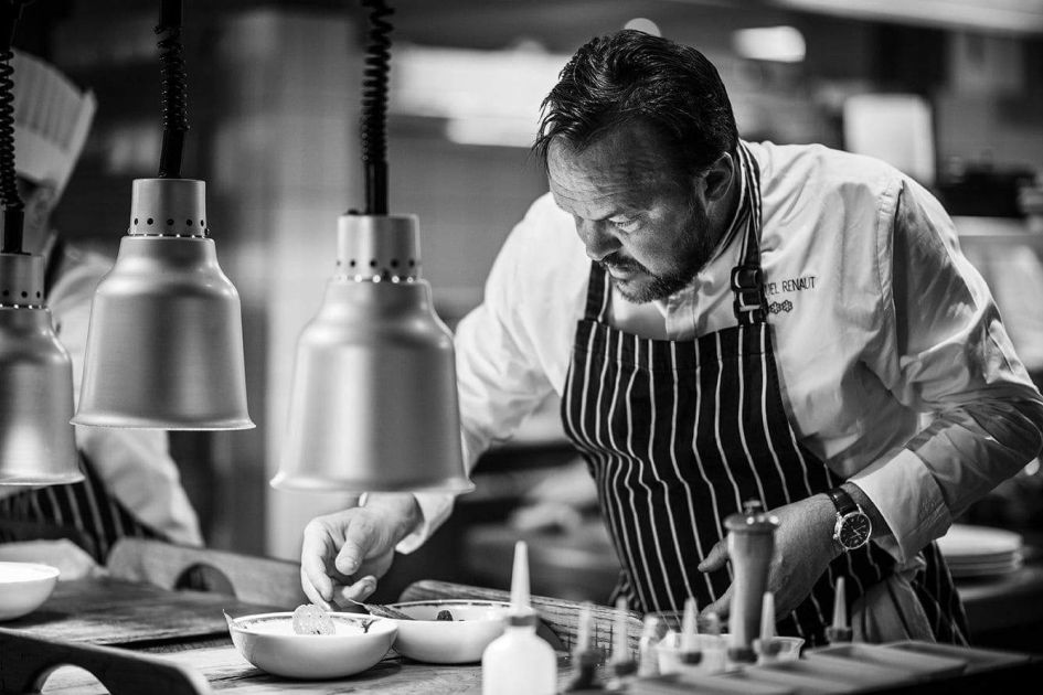 Emmanuel Renaut hard at work in Flocons de Sel in Megève, one of very few 3 Michelin star restaurants in ski resorts. 