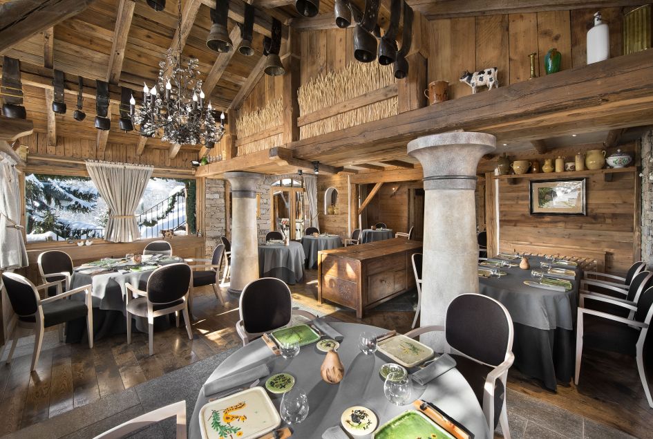 The interior of the 3 Star Michelin restaurant in St Martin de Belleville, La Bouitte.