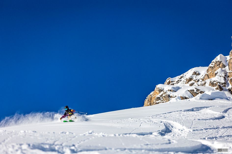 Off piste skiing in Val d'Isère. 