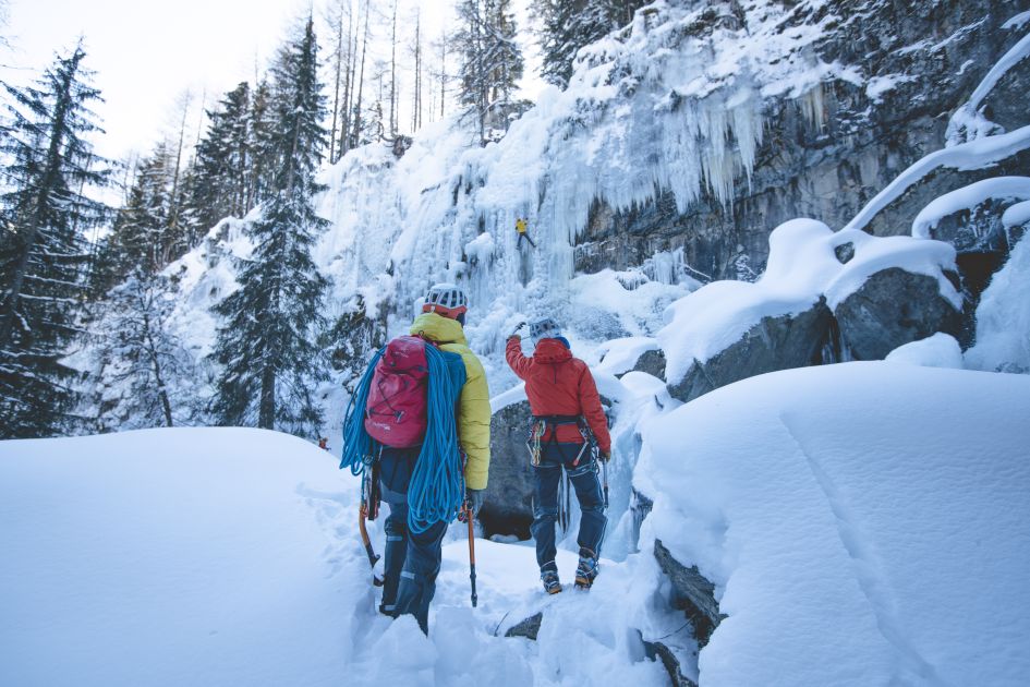 Ice climbing up frozen waterfalls can be one of the most rewarding winter activities in the mountains.
