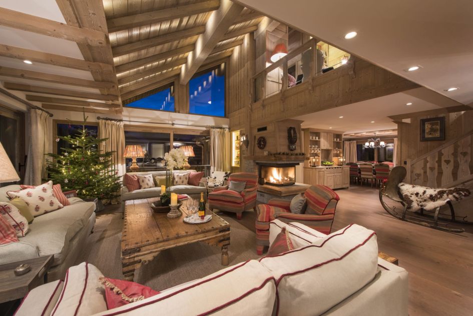 Meribel chalet decorated for a luxury Christmas ski holiday