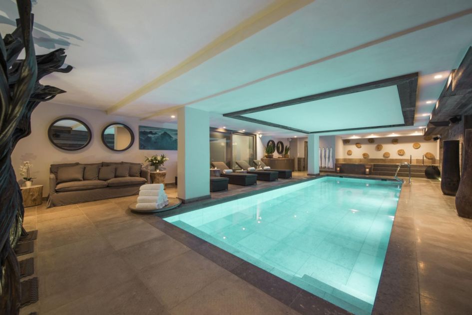 Swimming pool at Chalet No 14, Verbier corporate ski holiday, luxury corporate trip, Verbier large chalet