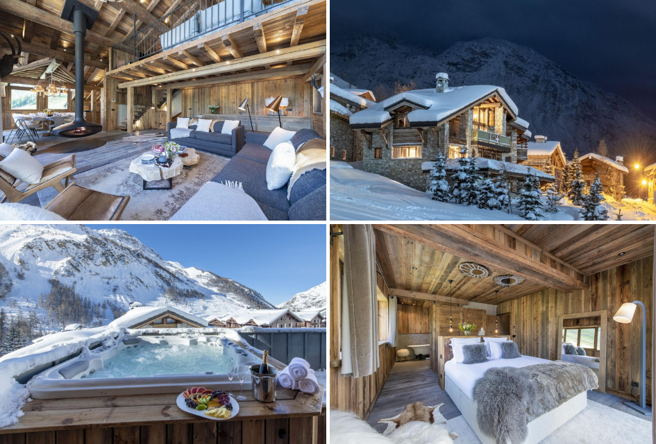 Collage of Chalet Face a Face, a luxury ski in ski out chalet in Val d'Isere