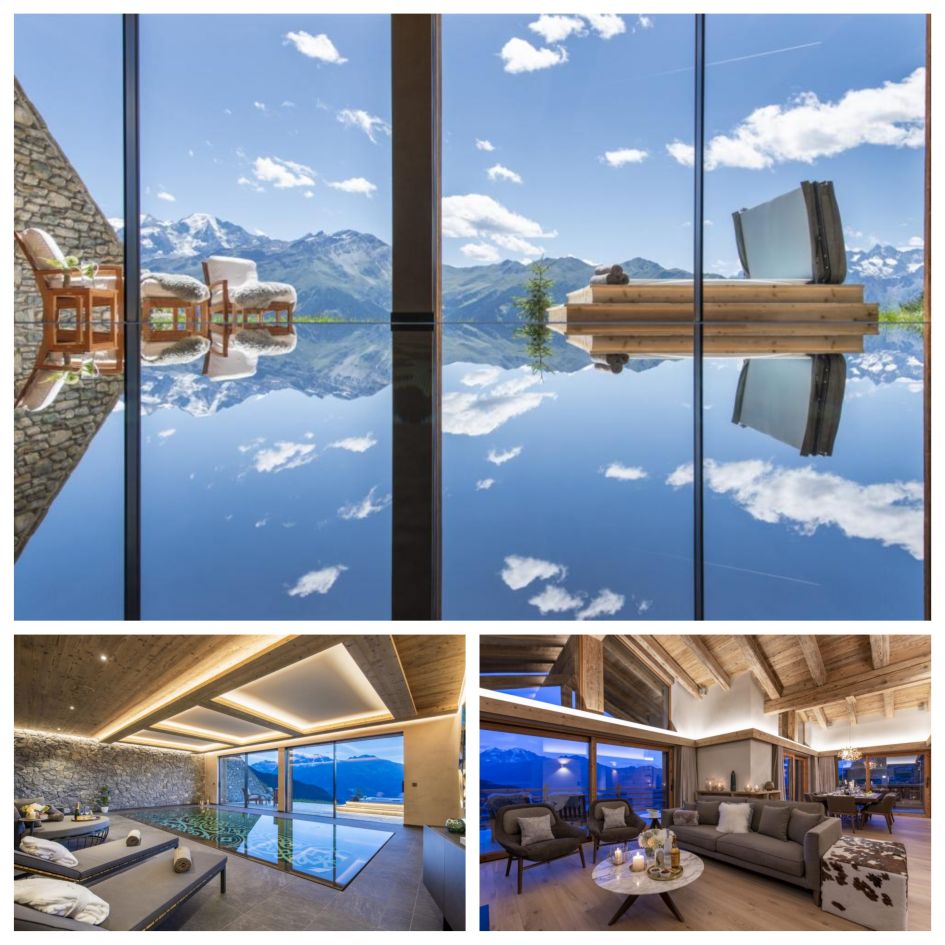 Chalet Calima, Verbier indoor swimming pool, luxury spa, mountain views, outdoor hot tub, luxury ski chalet