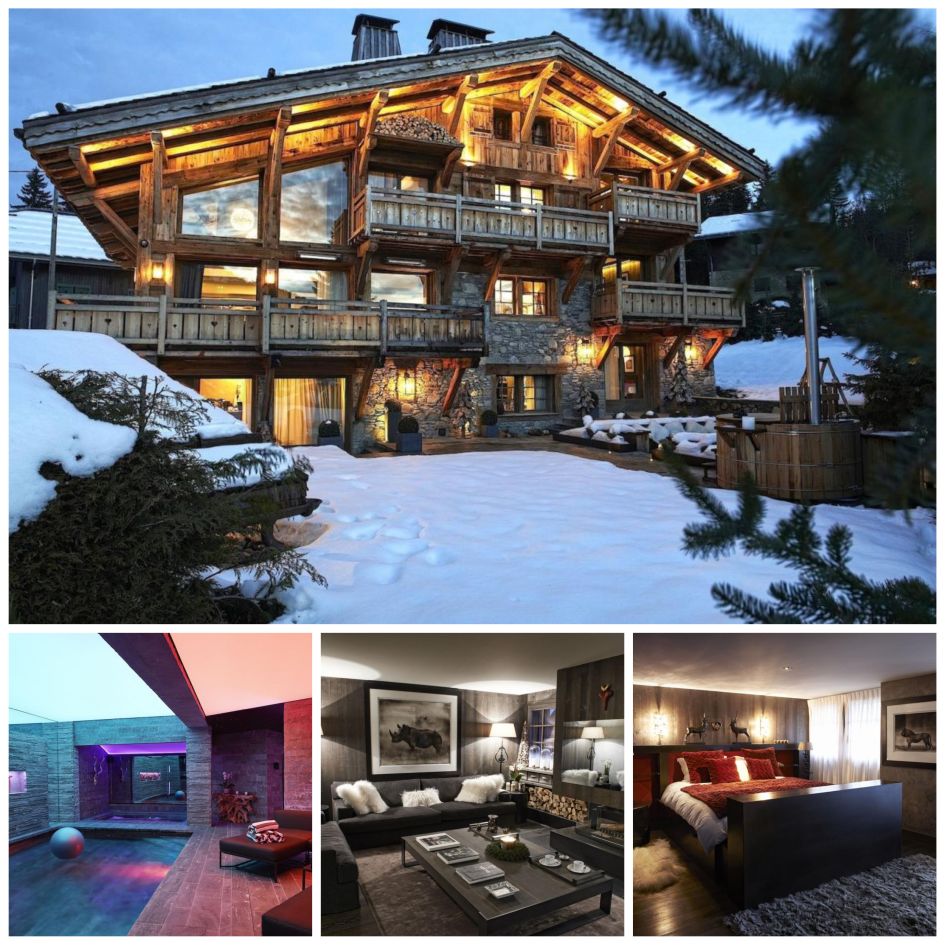 Megeve luxury ski chalet, luxury indoor swimming pool, modern interior design, wooden luxury chalet, Chalet Dana