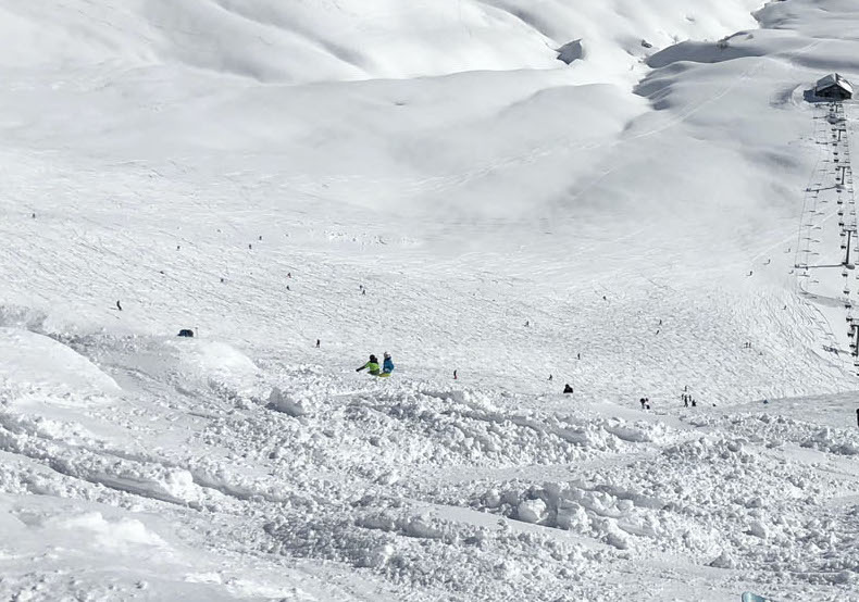 Skiing the Swiss Wall. Snow conditions skiing the Swiss Wall. Ski conditions. 