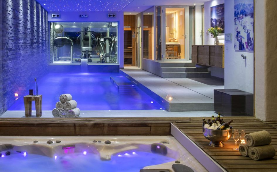 Swimming Pool at Chalet Spa,Verbier ski chalets in verbier, catered ski chalets in switzerland, luxury ski chalets in verbier, catered ski chalets in verbier