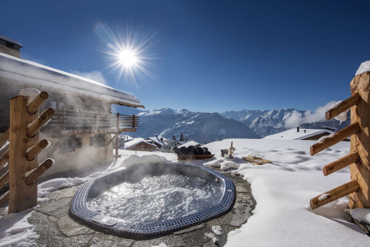 verbier chalets with a hot tub, catered ski chalets in verbier, luxury ski chalets in verbier, verbier chalet with a hot tub