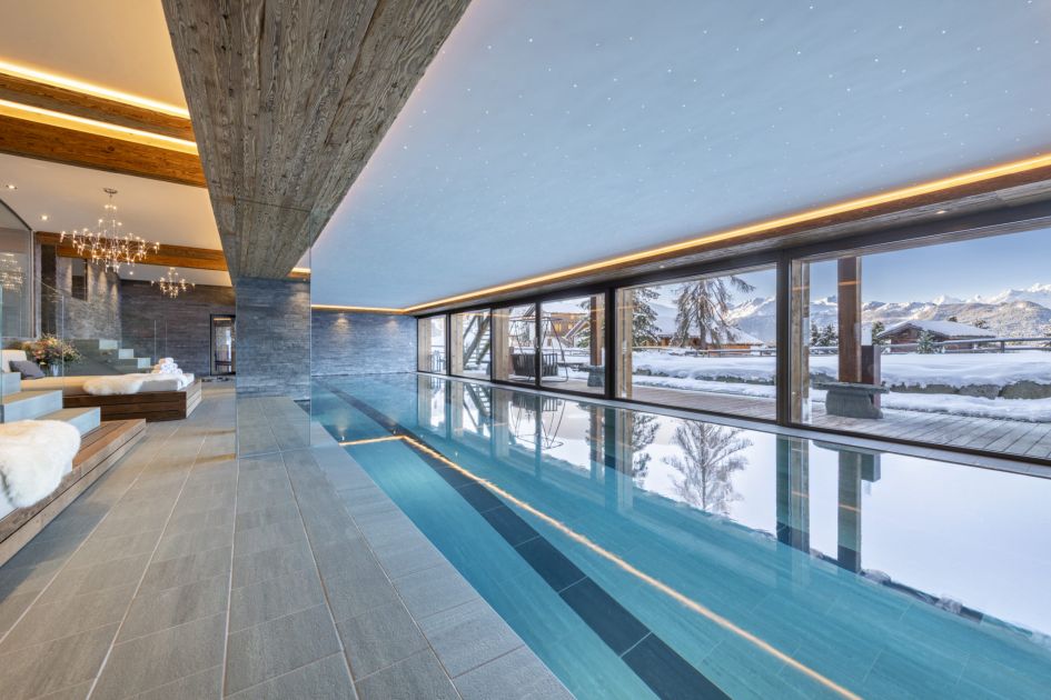 luxury chalet in Verbier with a swimming pool, ski chalet with a pool