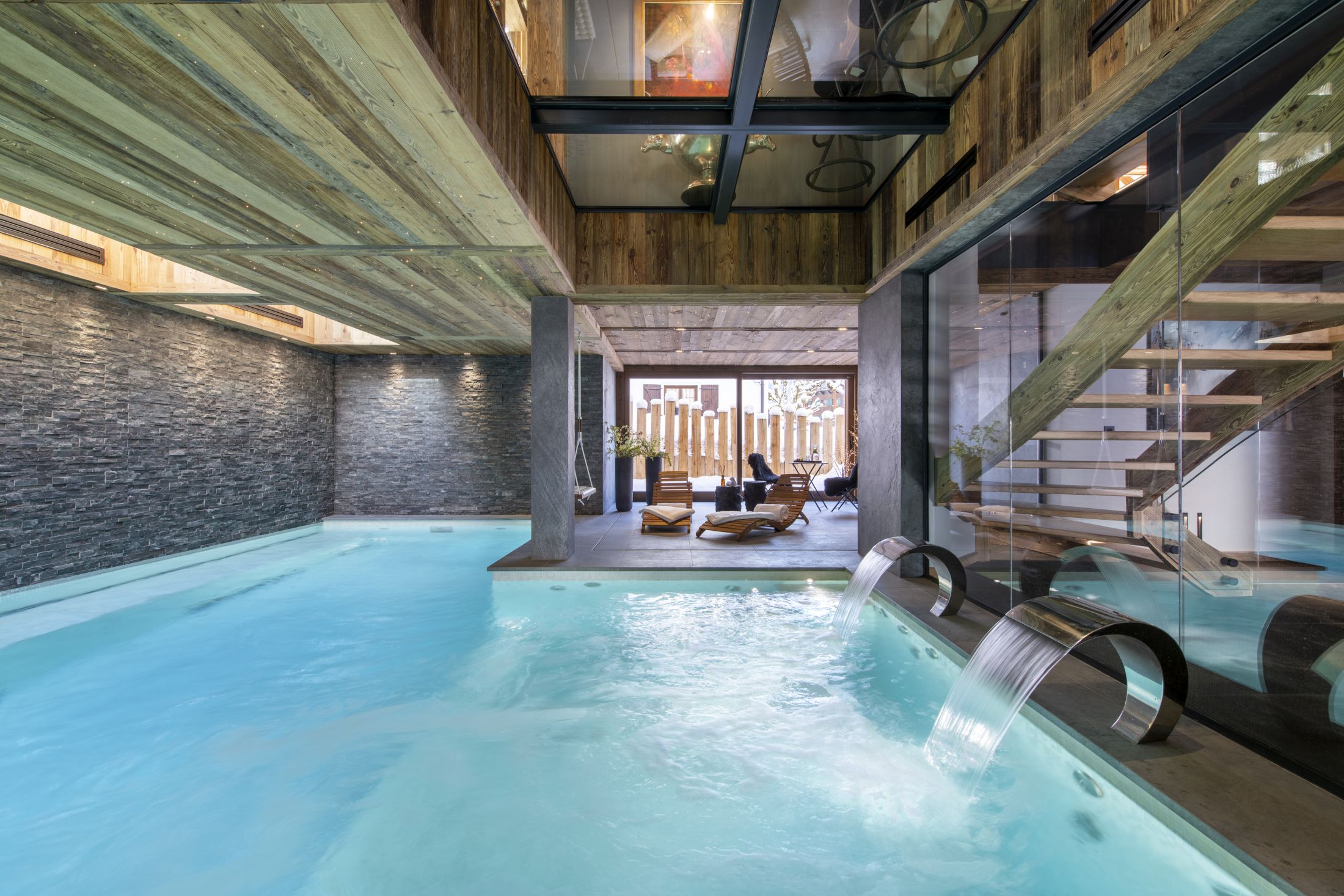 Private ski chalet swimming pool at Chalet La Maison, Morzine