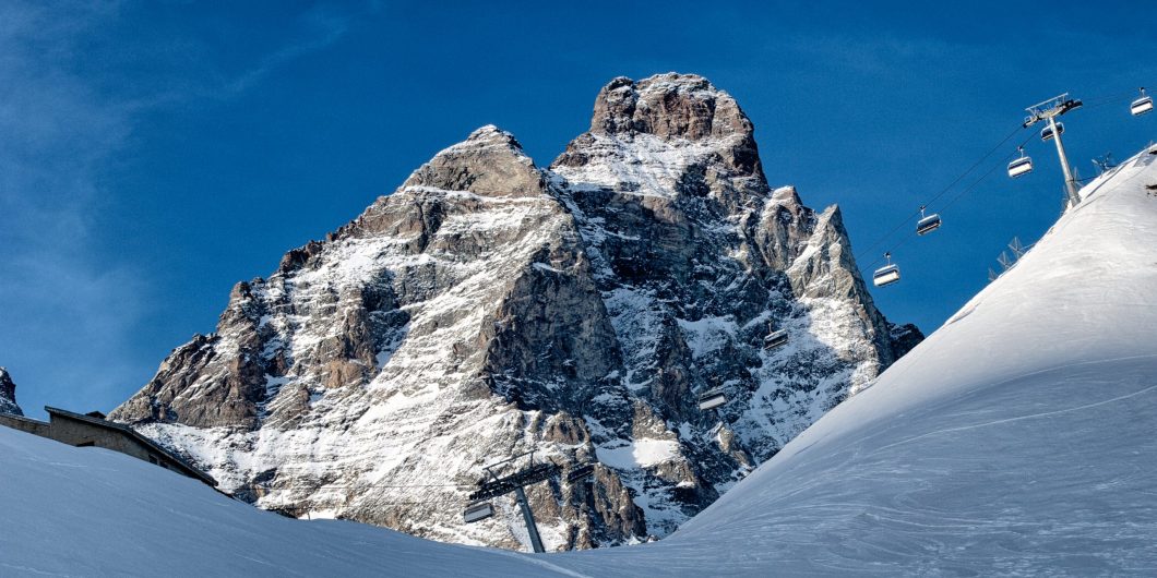 Matterhorn with Cervinia chair lifts in view