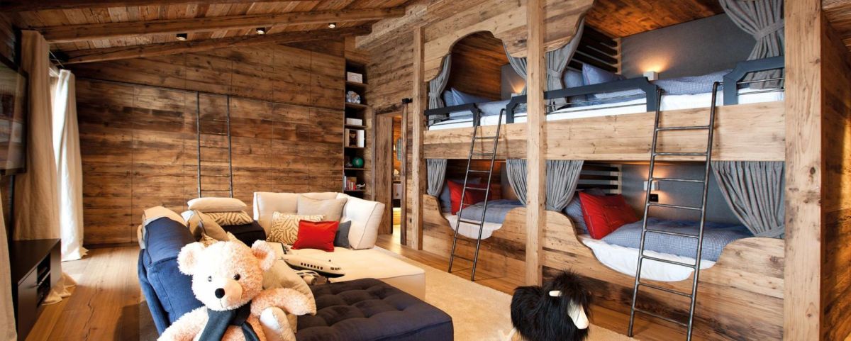 luxury family chalet in Lech, children's bunkroom at Chalet N