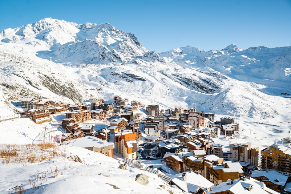 An early season ski holiday doesn't get much better than a trip to the high altitude resort of Val Thorens in December. Shown is the charming town of Val Thorens.