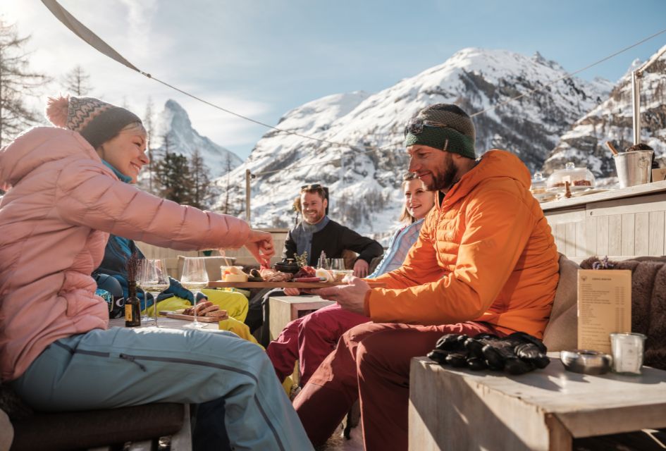 Madre Nostra. Credit: Pascal Gertschen via Zermatt Tourismus Alfresco dining with a view of the Matterhorn at one of the best restaurants in Zermatt: Madre Nostra