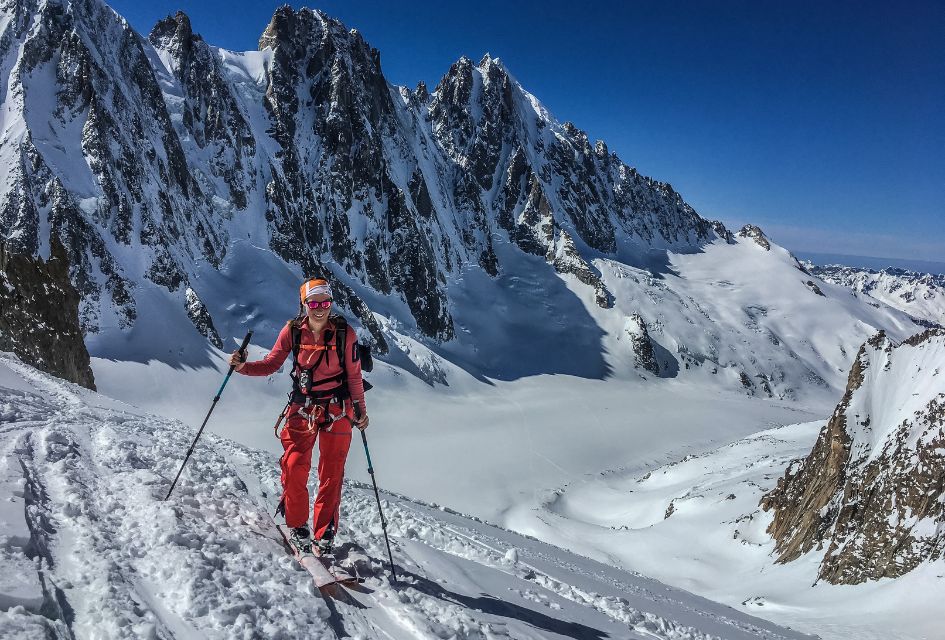 Woman ski touring in Chamonix 